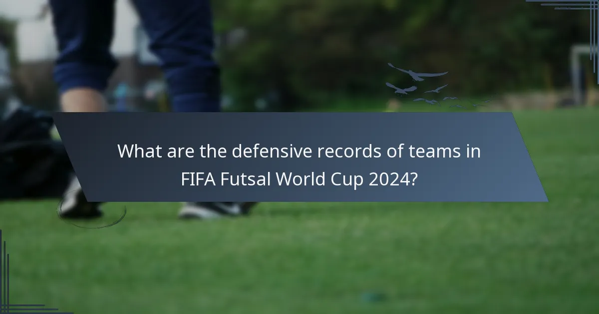 What are the defensive records of teams in FIFA Futsal World Cup 2024?