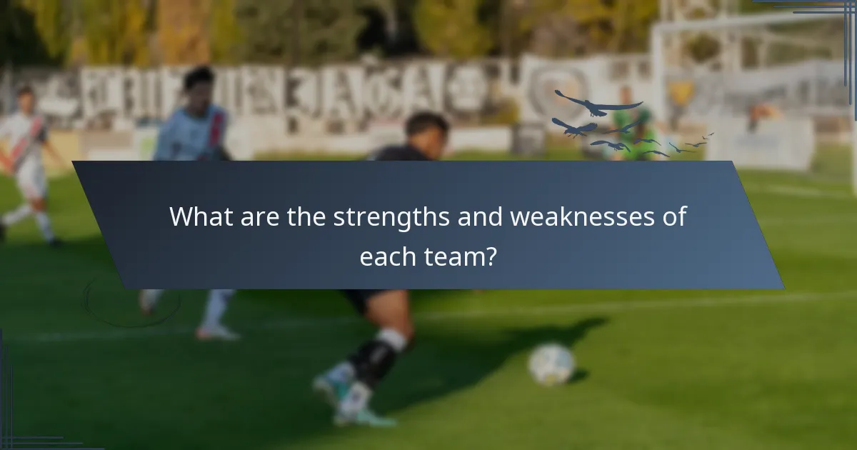 What are the strengths and weaknesses of each team?
