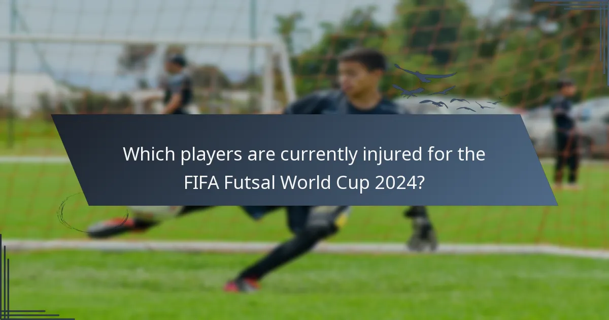 Which players are currently injured for the FIFA Futsal World Cup 2024?